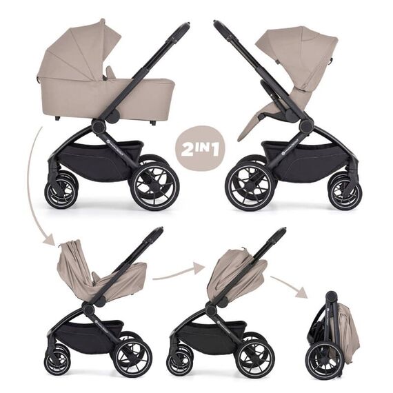 Carucior 2 in 1 Petite&Mars Scout, Pana la 22 kg, 0 luni+, Crem Cappuccino, Culoare: Crem, Model: 2 in 1 - poza 2 - ExclusivMAG.ro