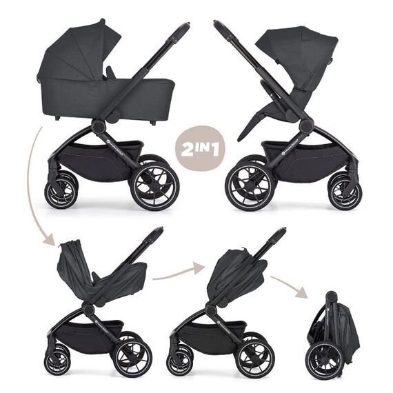 Carucior 2 in 1 Petite&Mars Scout, Pana la 22 kg, 0 luni+, Gri, Culoare: Gri, Model: 2 in 1 - poza 2 - ExclusivMAG.ro