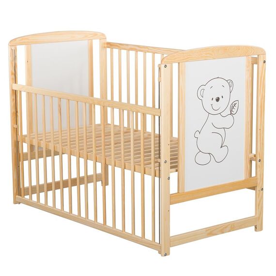 Patut din lemn BabyNeeds Timmi 120x60 cm, cu laterala culisanta, Natur - poza 4 - ExclusivMAG.ro