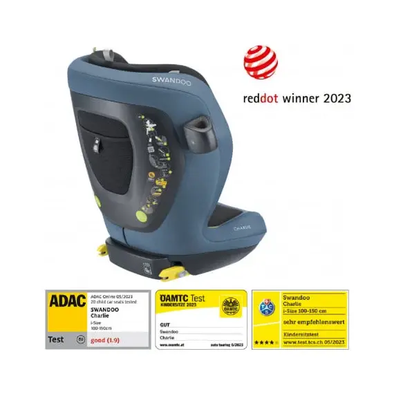 Scaun auto Swandoo Charlie i-Size Blueberry, Culoare: Albastru, Grupa: 15-36kg (4 ani - 12 ani) - poza 3 - ExclusivMAG.ro
