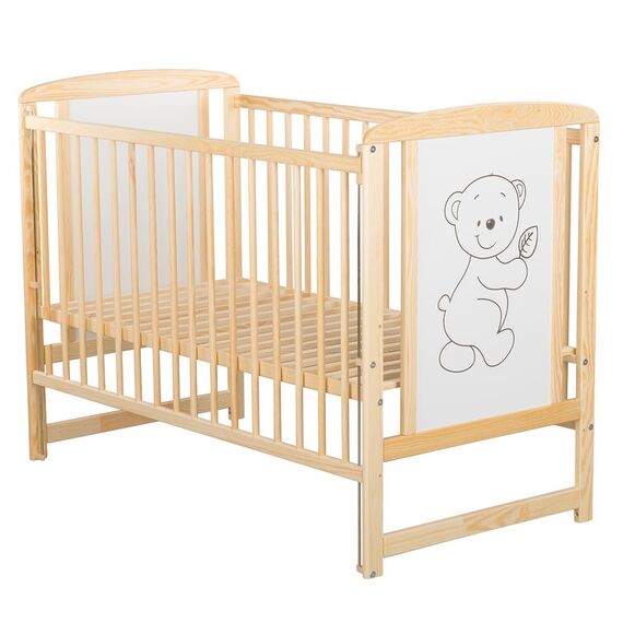 Patut din lemn BabyNeeds Timmi 120x60 cm, cu laterala culisanta, Natur - poza 3 - ExclusivMAG.ro