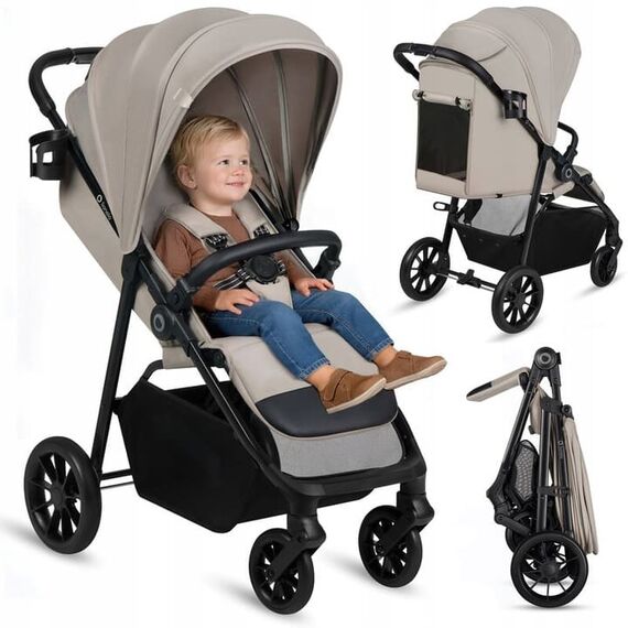 Carucior sport Lionelo Emerald, 6- 48 luni, Pana la 22 kg, Bej, Culoare: Bej, Model: sport - poza 2 - ExclusivMAG.ro