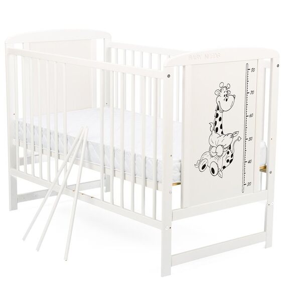 Patut din lemn BabyNeeds Timmi Girafa 120x60 cm, Alb - poza 4 - ExclusivMAG.ro