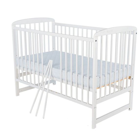 Patut din lemn BabyNeeds Ola 120x60 cm, Alb - poza 4 - ExclusivMAG.ro