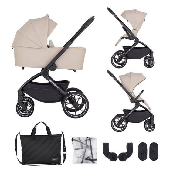 Carucior 2 in 1 Petite&Mars Scout, Pana la 22 kg, 0 luni+, Bej, Culoare: Bej, Model: 2 in 1  - ExclusivMAG.ro