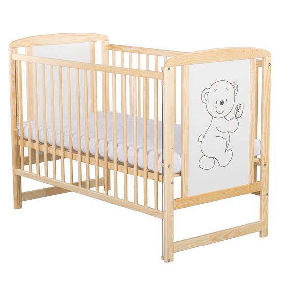 Patut din lemn BabyNeeds Timmi 120x60 cm, cu laterala culisanta, Natur - poza 2 - ExclusivMAG.ro