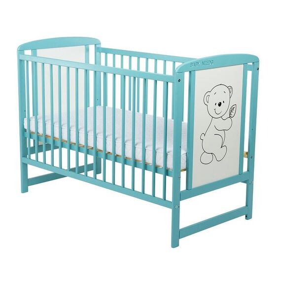 Patut din lemn BabyNeeds Timmi 120x60 cm, cu laterala culisanta, Mint - poza 5 - ExclusivMAG.ro