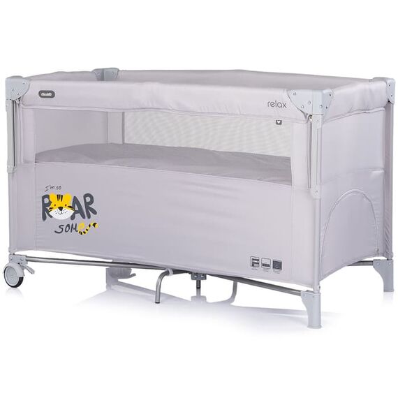 Patut pliabil Chipolino Relax Tiger platinum cu laterala culisanta, Culoare: Gri deschis, Dimensiuni: 120x60 - poza 2 - ExclusivMAG.ro