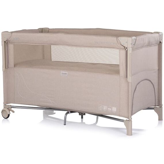 Patut pliabil Chipolino Relax latte linen cu laterala culisanta, Culoare: Crem, Dimensiuni: 120x60 - poza 2 - ExclusivMAG.ro