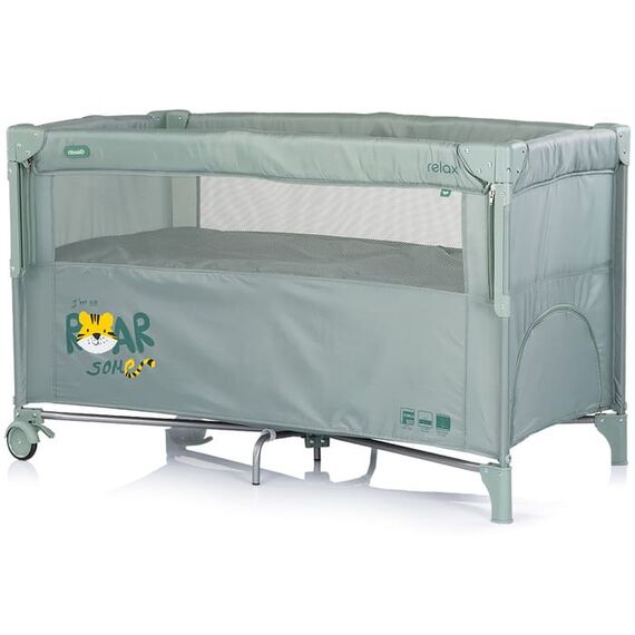 Patut pliabil Chipolino Relax Tiger matcha cu laterala culisanta, Culoare: Turcoaz, Dimensiuni: 120x60 - poza 2 - ExclusivMAG.ro
