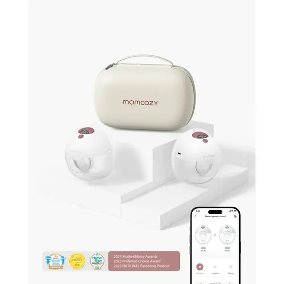 Pompa de san Momcozy Hands-free dubla M5 Smart Red, control prin aplicatie, Culoare: Rosu  - ExclusivMAG.ro