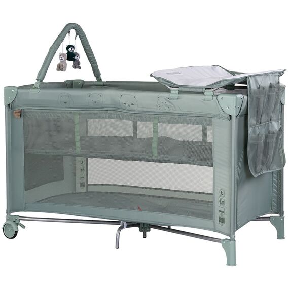 Patut pliabil cu saltea de infasat Chipolino Luna matcha, Culoare: Turcoaz, Dimensiuni: 120x60  - ExclusivMAG.ro