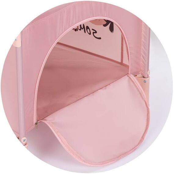 Patut pliabil Chipolino Relax Tiger powder pink cu laterala culisanta, Culoare: Roz, Dimensiuni: 120x60 - poza 5 - ExclusivMAG.ro