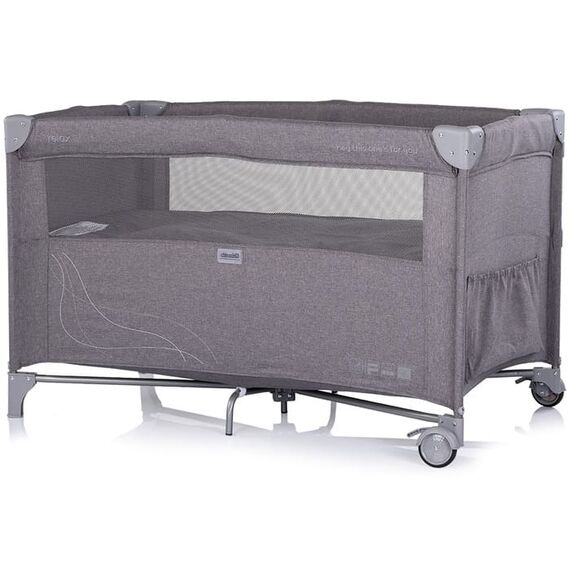 Patut pliabil Chipolino Relax charcoal linen cu laterala culisanta, Culoare: Gri, Dimensiuni: 120x60 - poza 3 - ExclusivMAG.ro