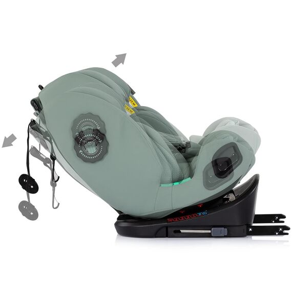 Scaun auto Chipolino Techno iGrow I-Size 40-150 cm cu sistem Isofix si sezut rotativ matcha, Culoare: Turcoaz, Grupa: 0-36kg (0 luni - 12 ani) - poza 8 - ExclusivMAG.ro