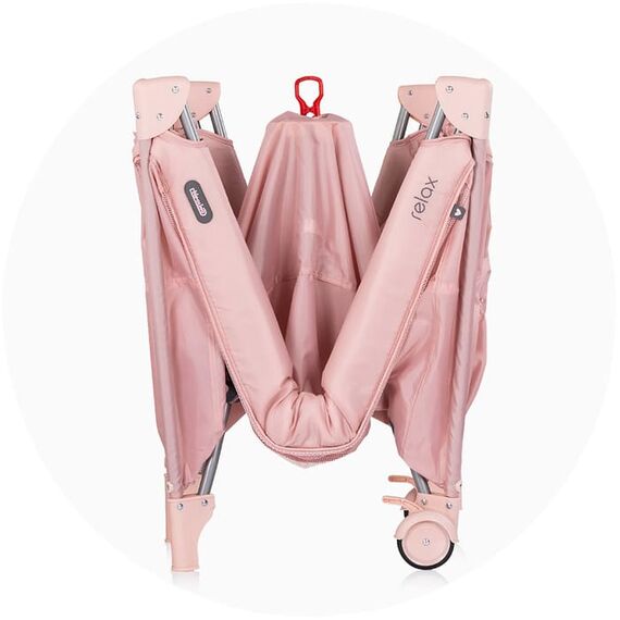 Patut pliabil Chipolino Relax Tiger powder pink cu laterala culisanta, Culoare: Roz, Dimensiuni: 120x60 - poza 3 - ExclusivMAG.ro