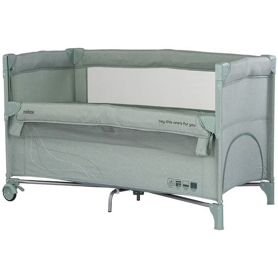 Patut pliabil Chipolino Relax matcha linen cu laterala culisanta, Culoare: Turcoaz, Dimensiuni: 120x60  - ExclusivMAG.ro
