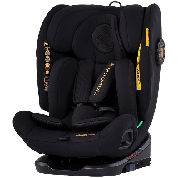 Scaun auto Chipolino Techno iGrow I-Size 40-150 cm cu sistem Isofix si sezut rotativ noir, Culoare: Negru, Grupa: 0-36kg (0 luni - 12 ani)  - ExclusivMAG.ro