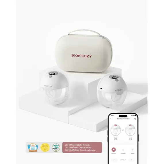 Pompa de san Momcozy Hands-free dubla M5 Smart Grey, control prin aplicatie, Culoare: Gri  - ExclusivMAG.ro