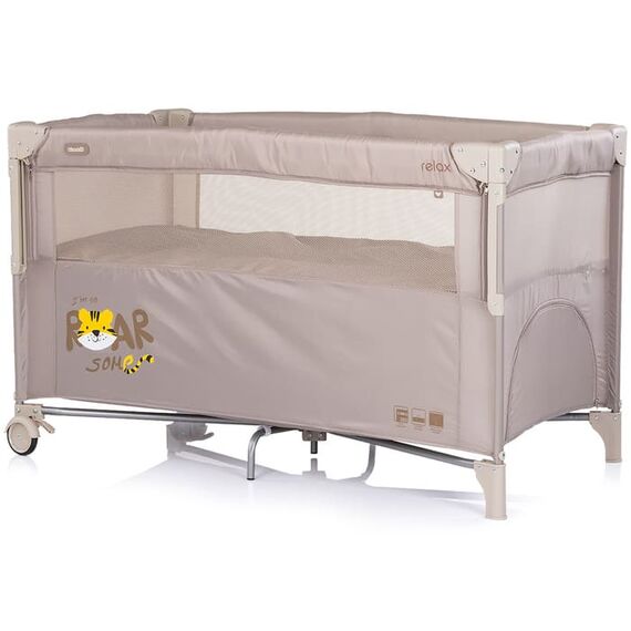 Patut pliabil Chipolino Relax Tiger latte cu laterala culisanta, Culoare: Crem, Dimensiuni: 120x60 - poza 2 - ExclusivMAG.ro