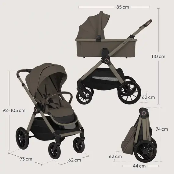 Carucior 3 in 1 Lionelo Layla - Bej Taupe, Culoare: Crem, Model: 3 in 1 - poza 2 - ExclusivMAG.ro