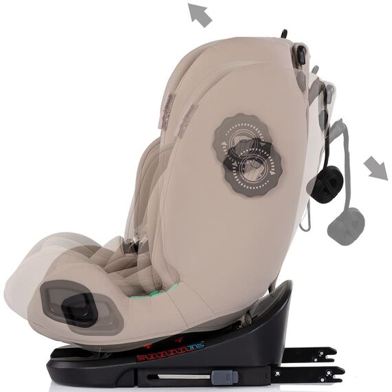 Scaun auto Chipolino Techno iGrow I-Size 40-150 cm cu sistem Isofix si sezut rotativ latte, Culoare: Bej, Grupa: 0-36kg (0 luni - 12 ani) - poza 5 - ExclusivMAG.ro