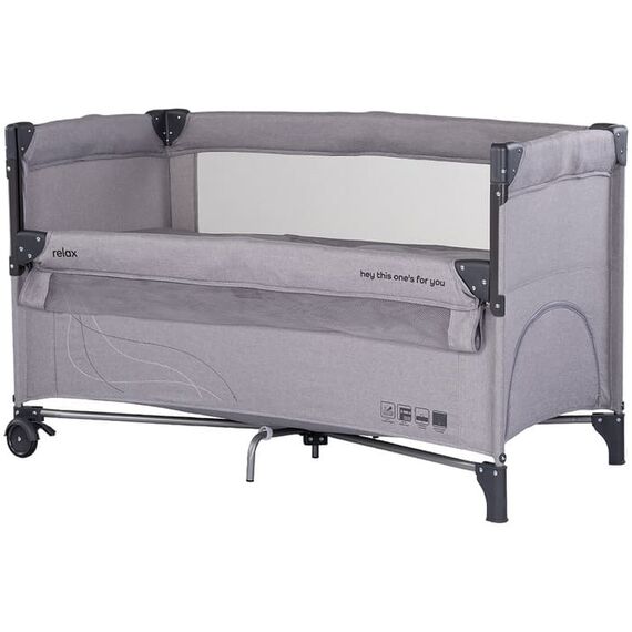 Patut pliabil Chipolino Relax platinum linen cu laterala culisanta, Culoare: Gri deschis, Dimensiuni: 120x60  - ExclusivMAG.ro