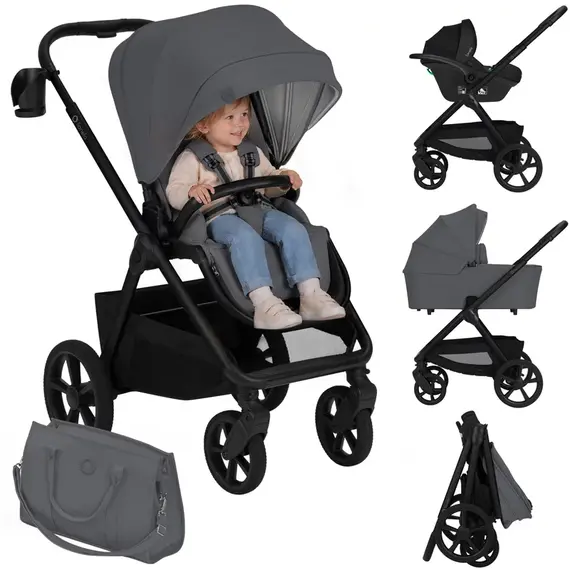 Carucior 3 in 1 Lionelo Carmine - Gri, Culoare: Gri, Model: 3 in 1 - poza 4 - ExclusivMAG.ro