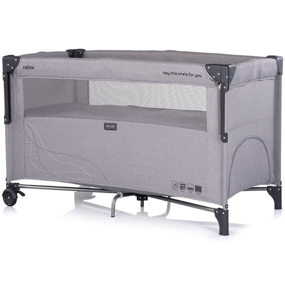 Patut pliabil Chipolino Relax platinum linen cu laterala culisanta, Culoare: Gri deschis, Dimensiuni: 120x60 - poza 2 - ExclusivMAG.ro