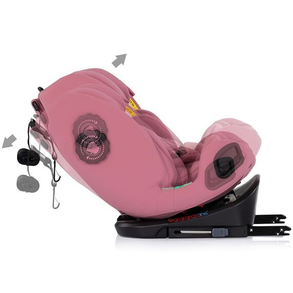 Scaun auto Chipolino Techno iGrow I-Size 40-150 cm cu sistem Isofix si sezut rotativ powder pink, Culoare: Roz, Grupa: 0-36kg (0 luni - 12 ani) - poza 9 - ExclusivMAG.ro