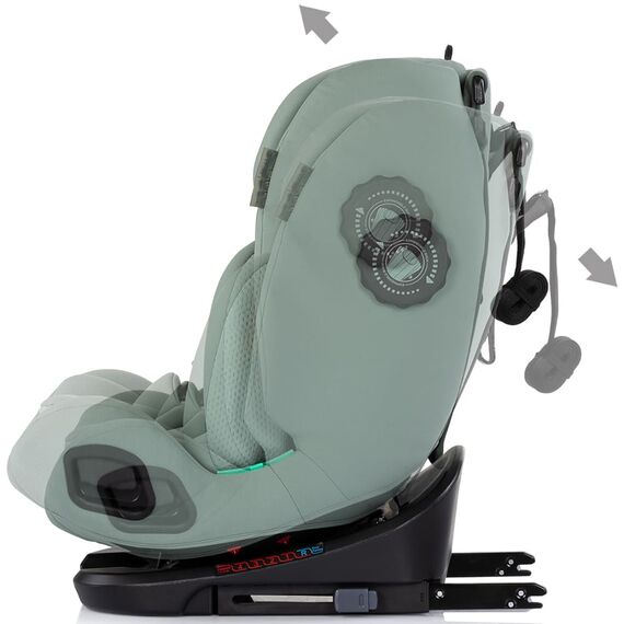 Scaun auto Chipolino Techno iGrow I-Size 40-150 cm cu sistem Isofix si sezut rotativ matcha, Culoare: Turcoaz, Grupa: 0-36kg (0 luni - 12 ani) - poza 5 - ExclusivMAG.ro