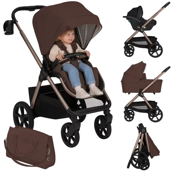 Carucior 3 in 1 Lionelo Carmine - Ciocolatiu, Culoare: Maro, Model: 3 in 1 - poza 3 - ExclusivMAG.ro