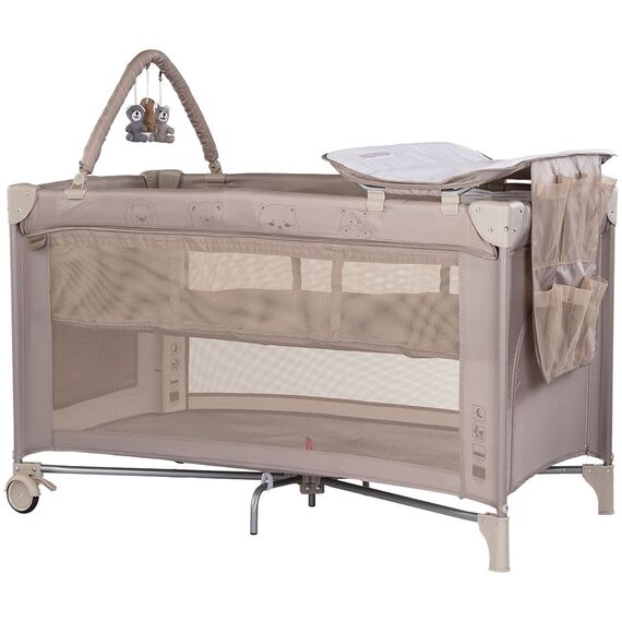 Patut pliabil cu saltea de infasat Chipolino Luna latte, Culoare: Crem, Dimensiuni: 120x60  - ExclusivMAG.ro