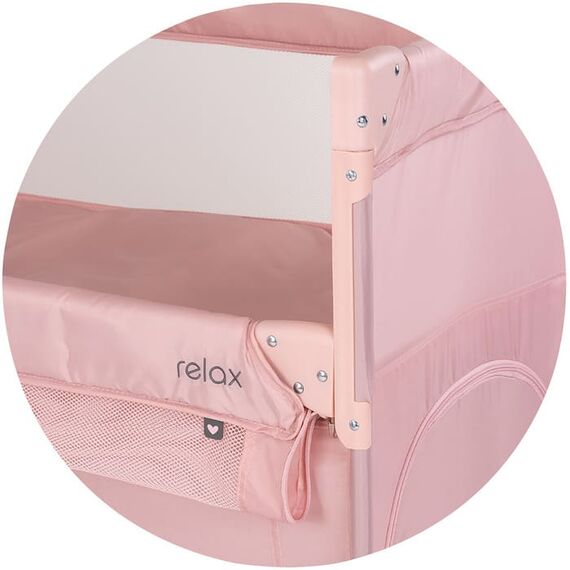 Patut pliabil Chipolino Relax Tiger powder pink cu laterala culisanta, Culoare: Roz, Dimensiuni: 120x60 - poza 4 - ExclusivMAG.ro