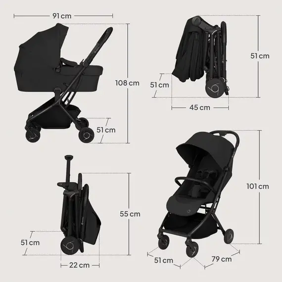 Carucior 2 in 1 Lionelo Sia Flex - Negru, Culoare: Negru, Model: 2 in 1 - poza 15 - ExclusivMAG.ro