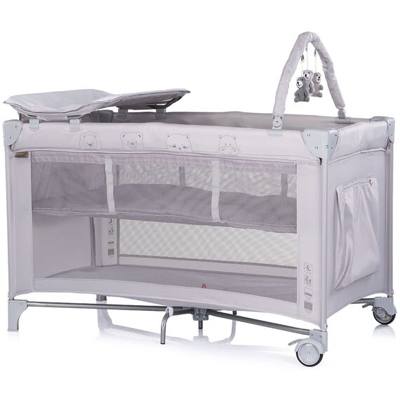 Patut pliabil cu saltea de infasat Chipolino Luna platinum, Culoare: Gri deschis, Dimensiuni: 120x60 - poza 2 - ExclusivMAG.ro