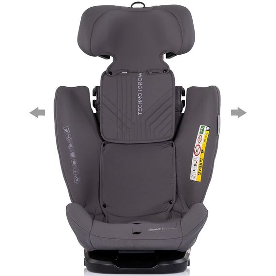 Scaun auto Chipolino Techno iGrow I-Size 40-150 cm cu sistem Isofix si sezut rotativ charcoal, Culoare: Gri, Grupa: 0-36kg (0 luni - 12 ani) - poza 4 - ExclusivMAG.ro