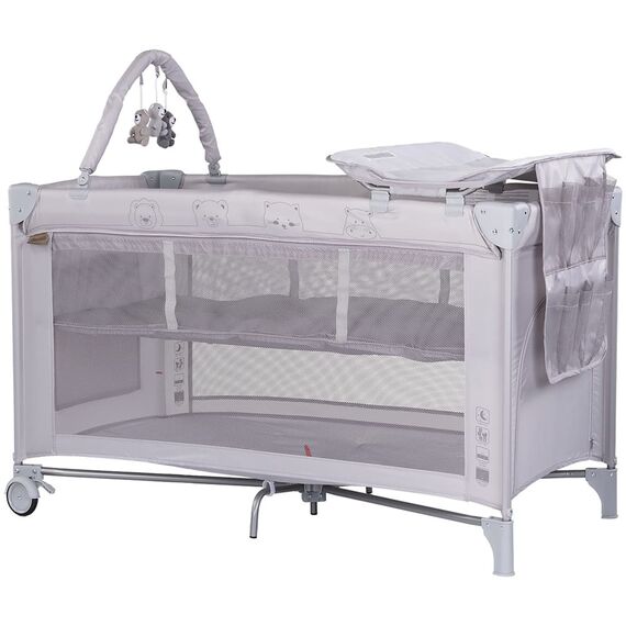 Patut pliabil cu saltea de infasat Chipolino Luna platinum, Culoare: Gri deschis, Dimensiuni: 120x60  - ExclusivMAG.ro