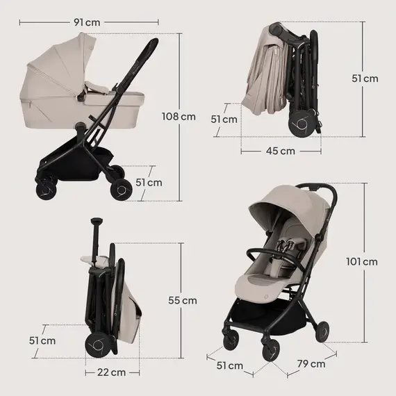 Carucior 2 in 1 Lionelo Sia Flex - Bej, Culoare: Bej, Model: 2 in 1 - poza 17 - ExclusivMAG.ro