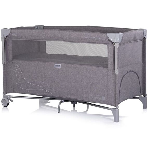 Patut pliabil Chipolino Relax charcoal linen cu laterala culisanta, Culoare: Gri, Dimensiuni: 120x60 - poza 2 - ExclusivMAG.ro