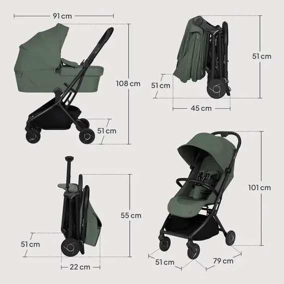 Carucior 2 in 1 Lionelo Sia Flex - Verde, Culoare: Verde inchis, Model: 2 in 1 - poza 15 - ExclusivMAG.ro