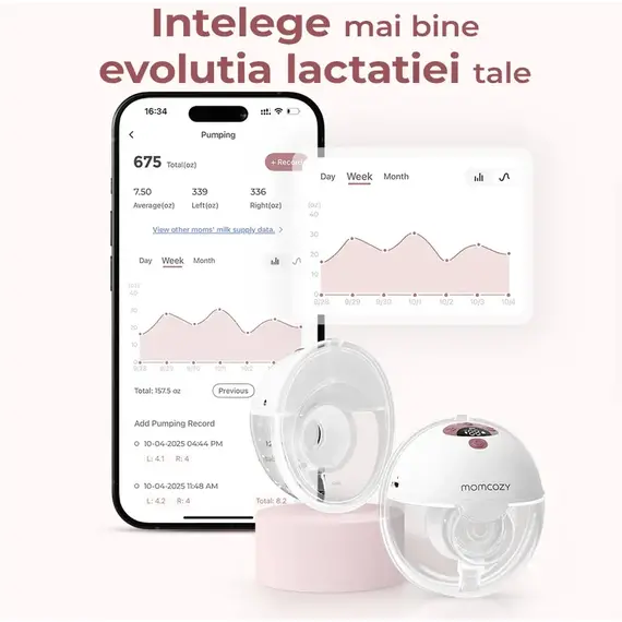 Pompa de san Momcozy Hands-free M5 Smart Grey, control prin aplicatie, Culoare: Gri - poza 8 - ExclusivMAG.ro