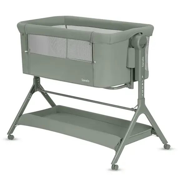 Patut co-sleeper Lionelo Leonie Plus - Verde, Culoare: Verde inchis, Dimensiuni: 80x50  - ExclusivMAG.ro