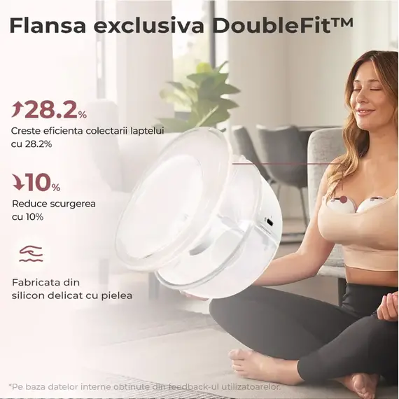 Pompa de san Momcozy Hands-free M5 Smart Grey, control prin aplicatie, Culoare: Gri - poza 2 - ExclusivMAG.ro