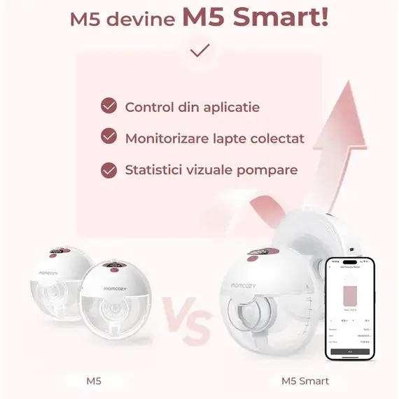 Pompa de san Momcozy Hands-free M5 Smart Red, control prin aplicatie, Culoare: Rosu - poza 8 - ExclusivMAG.ro