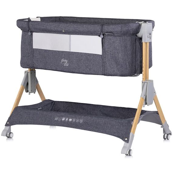 Patut co-sleeper pliabil Chipolino SleepNFold charcoal, Culoare: Gri, Dimensiuni: 80x50 - poza 2 - ExclusivMAG.ro