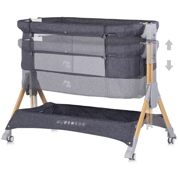 Patut co-sleeper pliabil Chipolino SleepNFold charcoal, Culoare: Gri, Dimensiuni: 80x50 - poza 5 - ExclusivMAG.ro