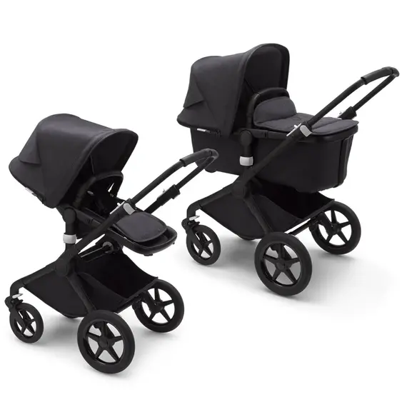 Carucior 2 in 1 Bugaboo Fox 2 Mineral - Black Washed Black, Culoare: Negru, Model: 2 in 1  - ExclusivMAG.ro