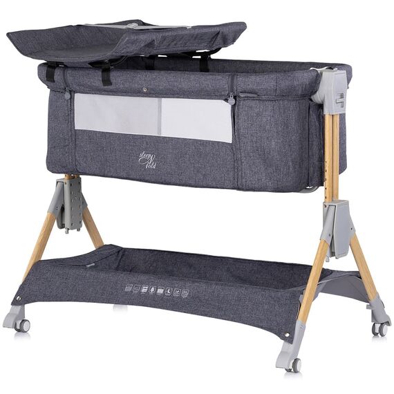 Patut co-sleeper pliabil Chipolino SleepNFold charcoal, Culoare: Gri, Dimensiuni: 80x50 - poza 4 - ExclusivMAG.ro