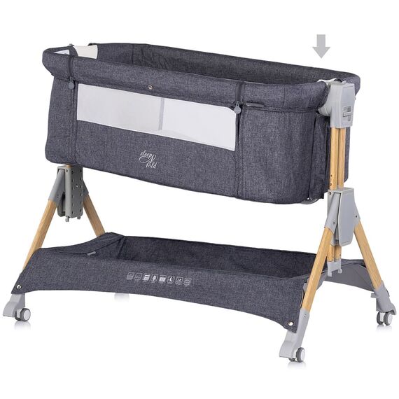 Patut co-sleeper pliabil Chipolino SleepNFold charcoal, Culoare: Gri, Dimensiuni: 80x50 - poza 6 - ExclusivMAG.ro
